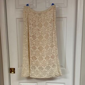 Vintage Elegant Cream Crochet Lined Skirt